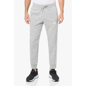 NEW Adidas Men's Essentials Fleece 3 Stripe Tapered Cuff Track Pants Grey 4XL 3"